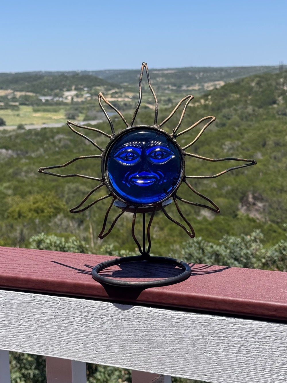 Celestial Cobalt Blue Glass Candleholder Stand